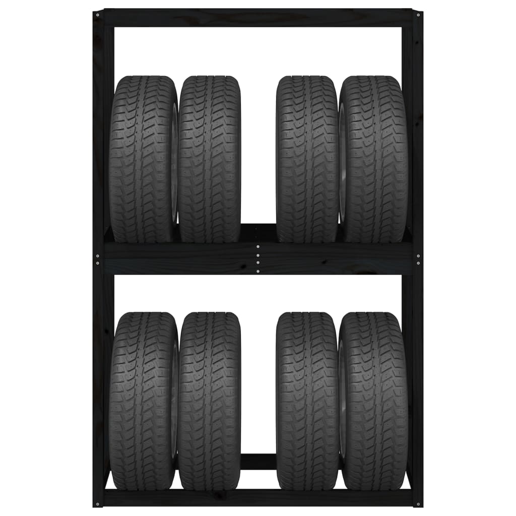 vidaXL Porte-pneus Noir 120x40x180 cm Bois de pin massif