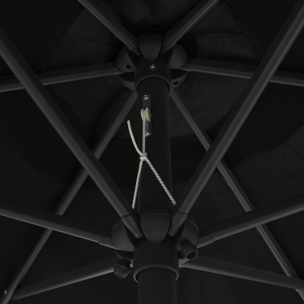 vidaXL Parasol d'extérieur et mât en aluminium 270x246 cm Noir