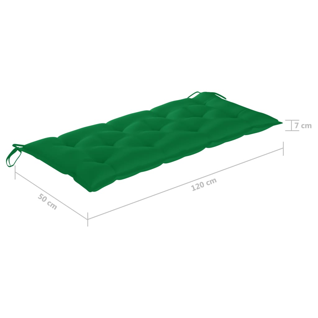 vidaXL Balancelle avec coussin vert 120 cm Bois de teck solide