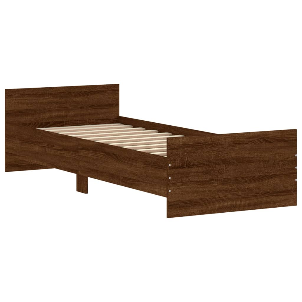 vidaXL Cadre de lit sans matelas chêne marron 75x190cm bois ingénierie