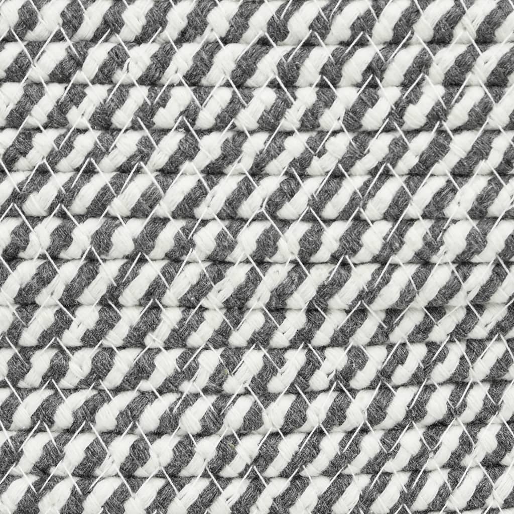vidaXL Panier à linge gris et blanc Ø60x36 cm coton