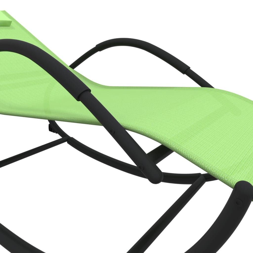 vidaXL Chaise longue à bascule vert acier et textilène