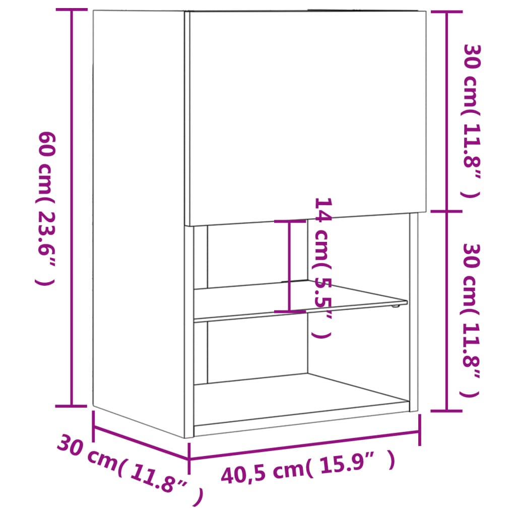 vidaXL Meuble TV avec lumières LED blanc 40,5x30x60 cm