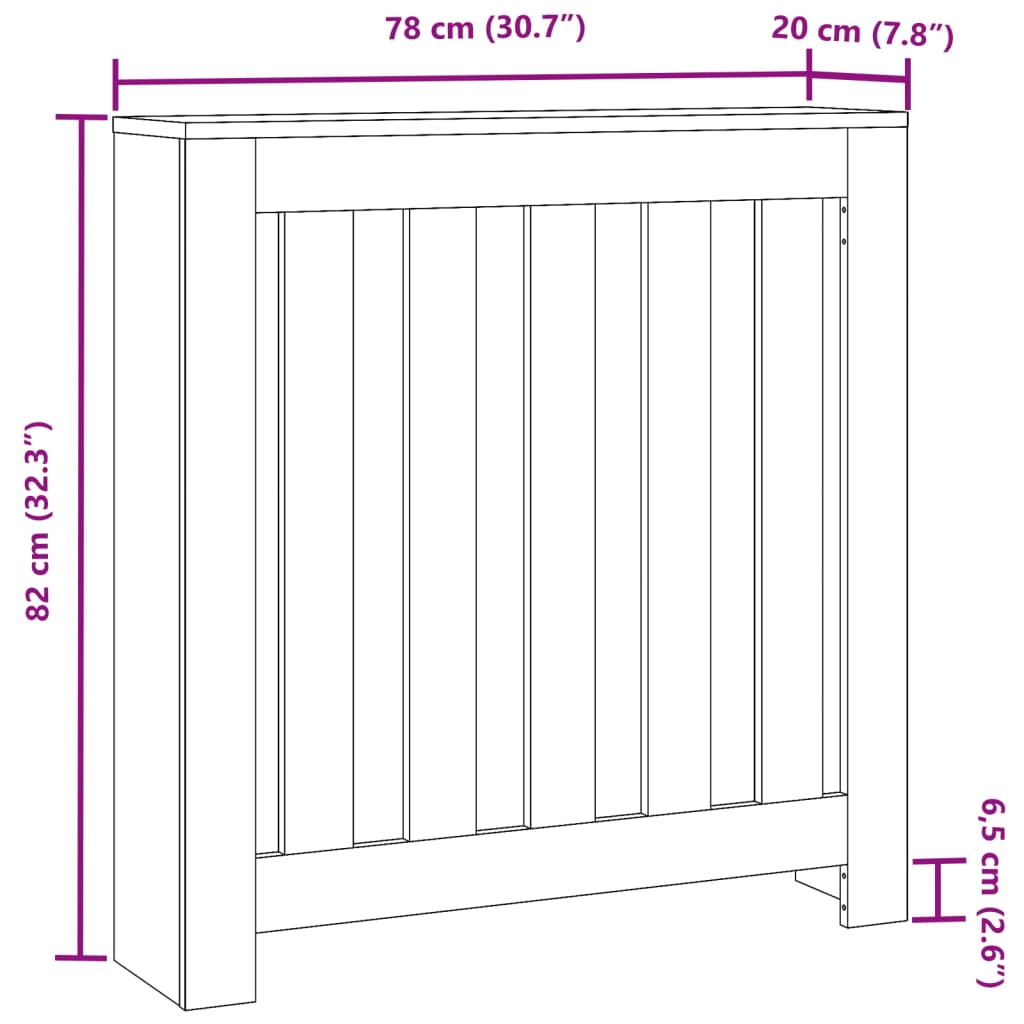 vidaXL Cache-radiateur chêne marron 78x20x82 cm bois d'ingénierie