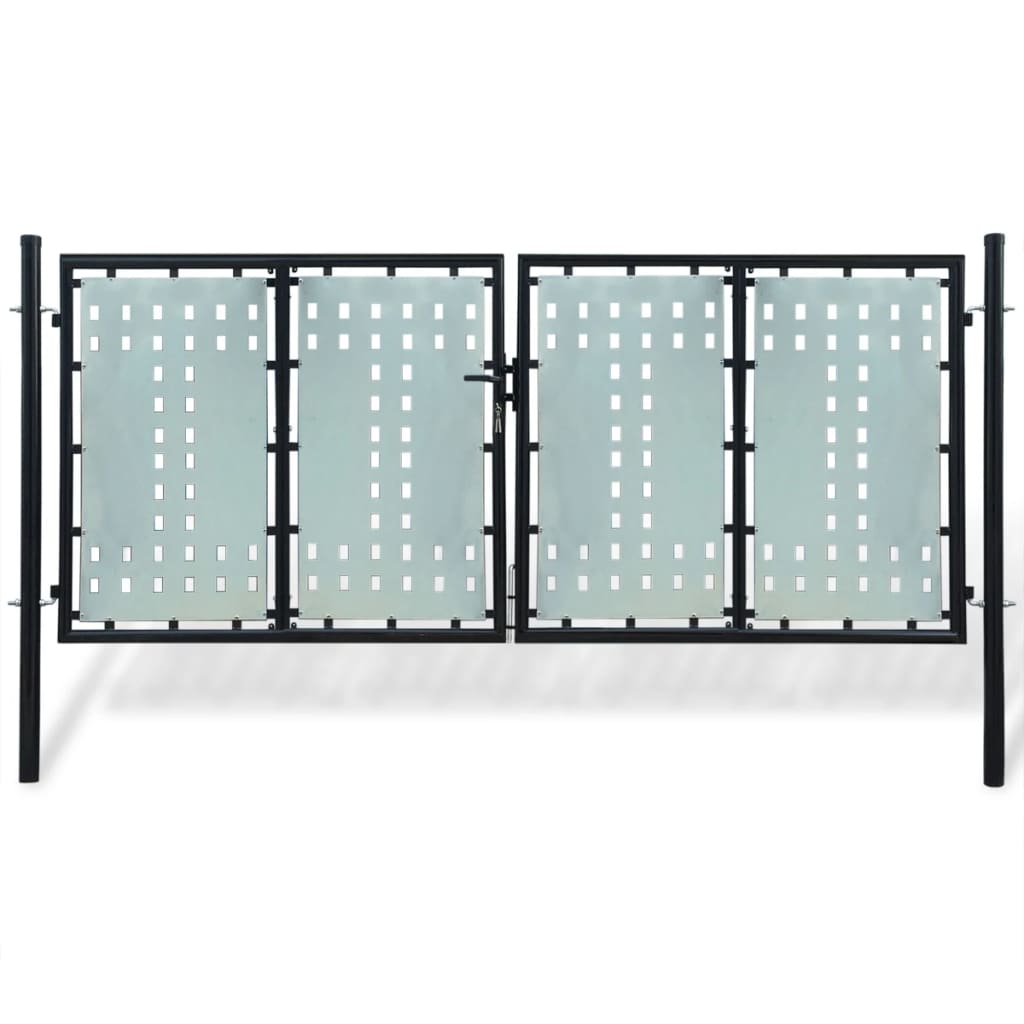 vidaXL Portail simple de clôture Noir 300x175 cm