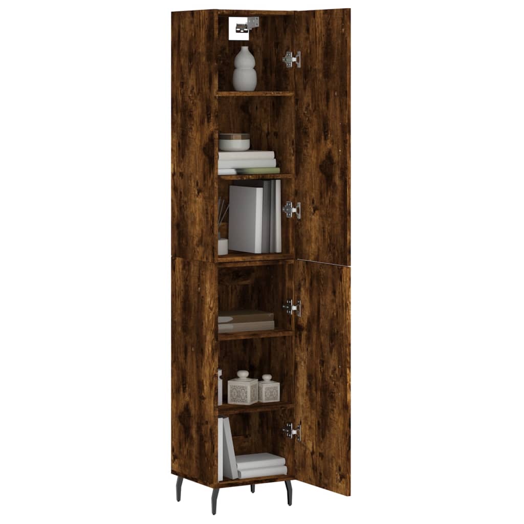 vidaXL Buffet haut Chêne fumé 34,5x34x180 cm Bois d'ingénierie