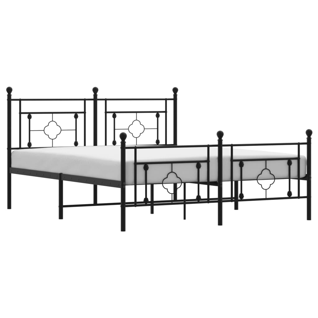 vidaXL Cadre de lit métal sans matelas avec pied de lit noir 150x200cm