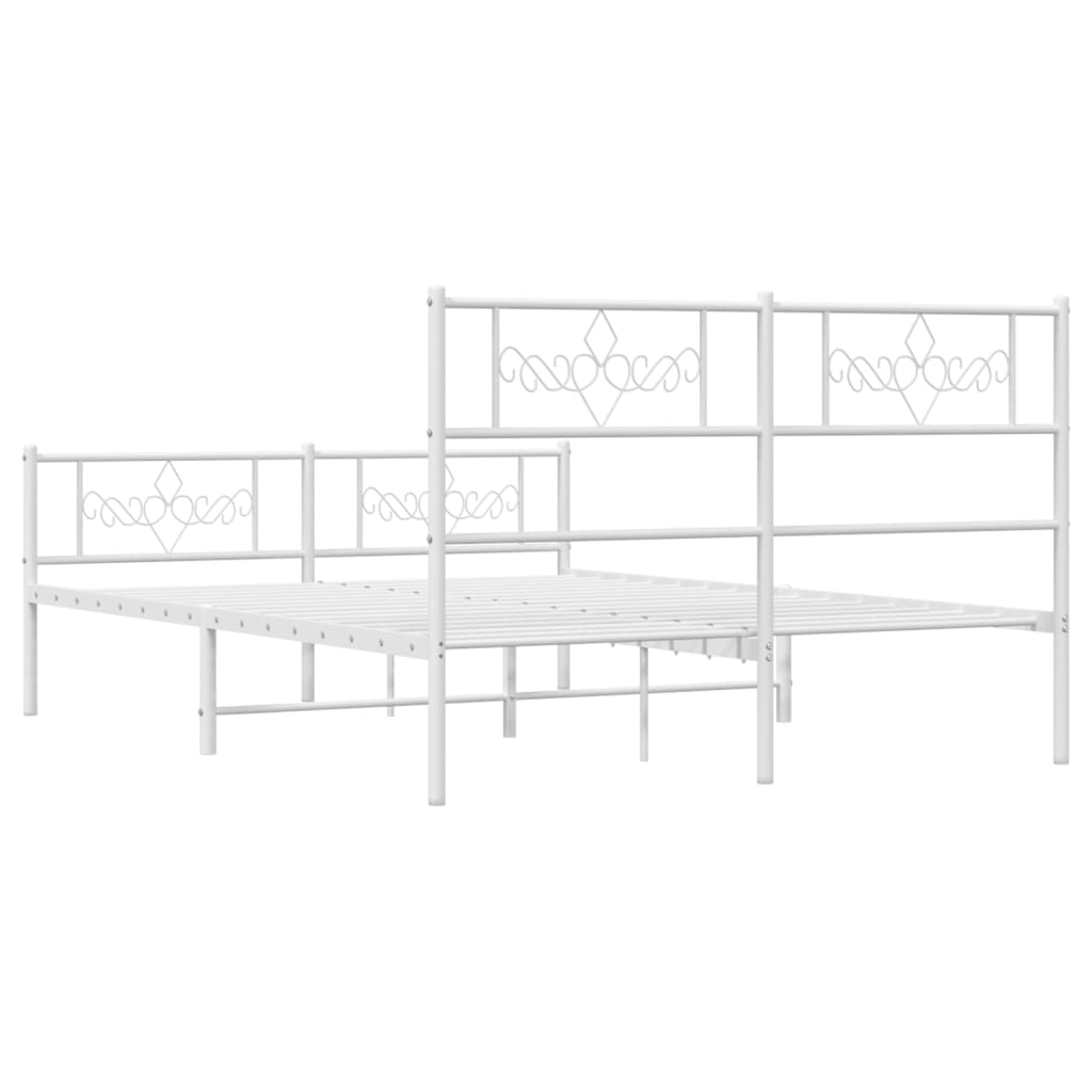 vidaXL Cadre de lit métal sans matelas et pied de lit blanc 135x190 cm