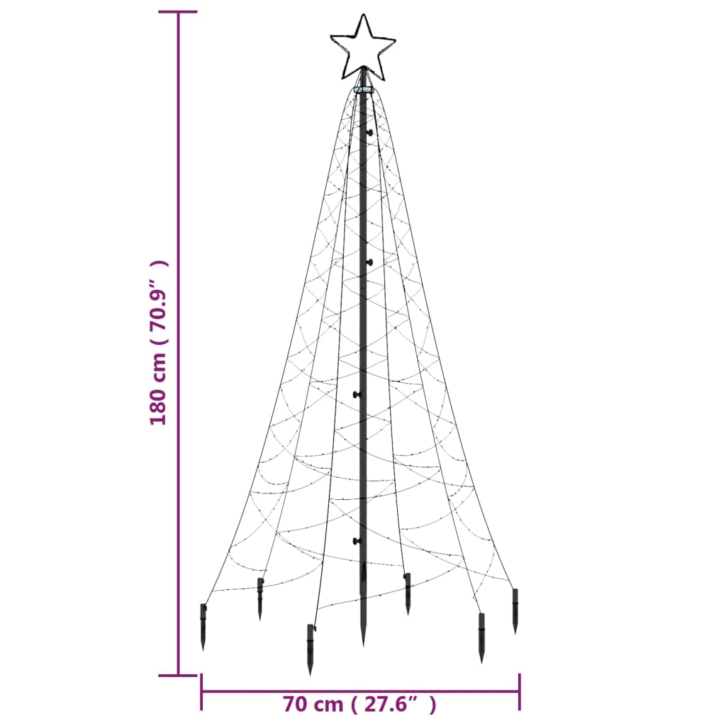 vidaXL Sapin de Noël avec piquet Blanc chaud 200 LED 180 cm