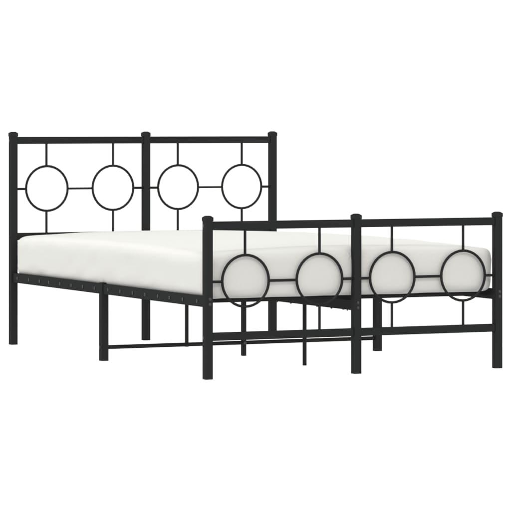 vidaXL Cadre de lit métal sans matelas avec pied de lit noir 120x200cm