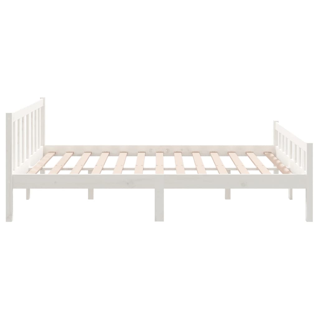 vidaXL Cadre de lit Blanc Bois massif 135x190 cm Double