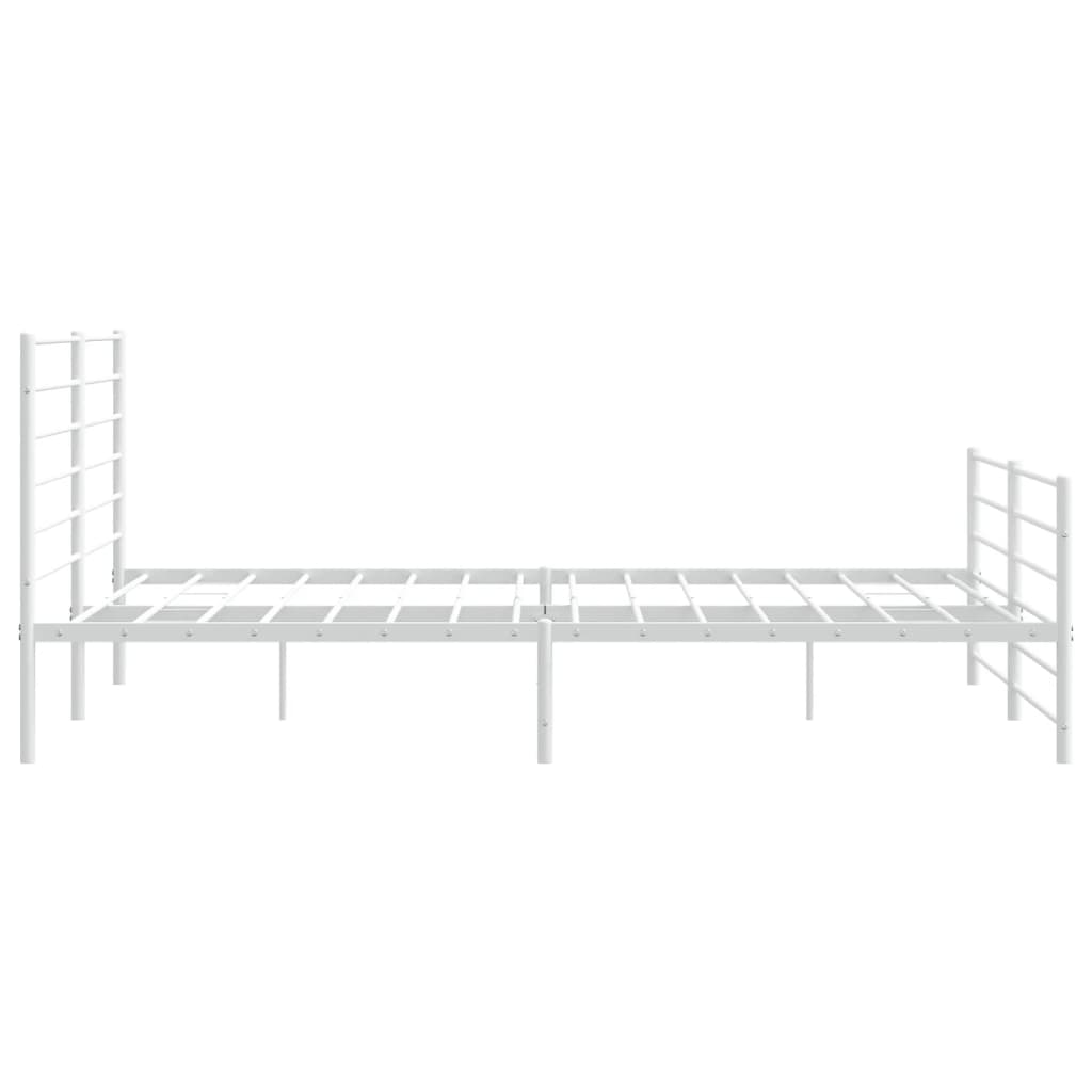 vidaXL Cadre de lit métal sans matelas et pied de lit blanc 180x200 cm