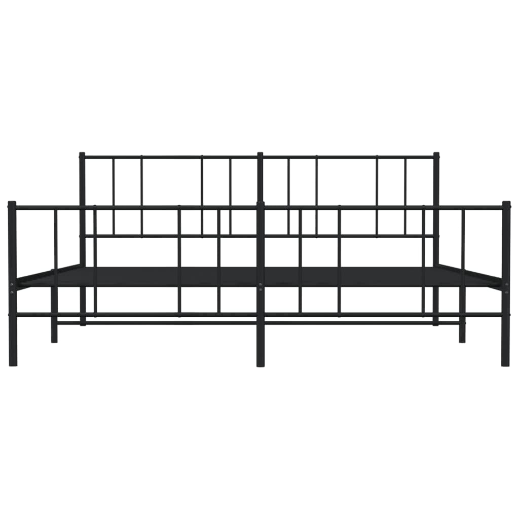 vidaXL Cadre de lit métal sans matelas avec pied de lit noir 200x200cm