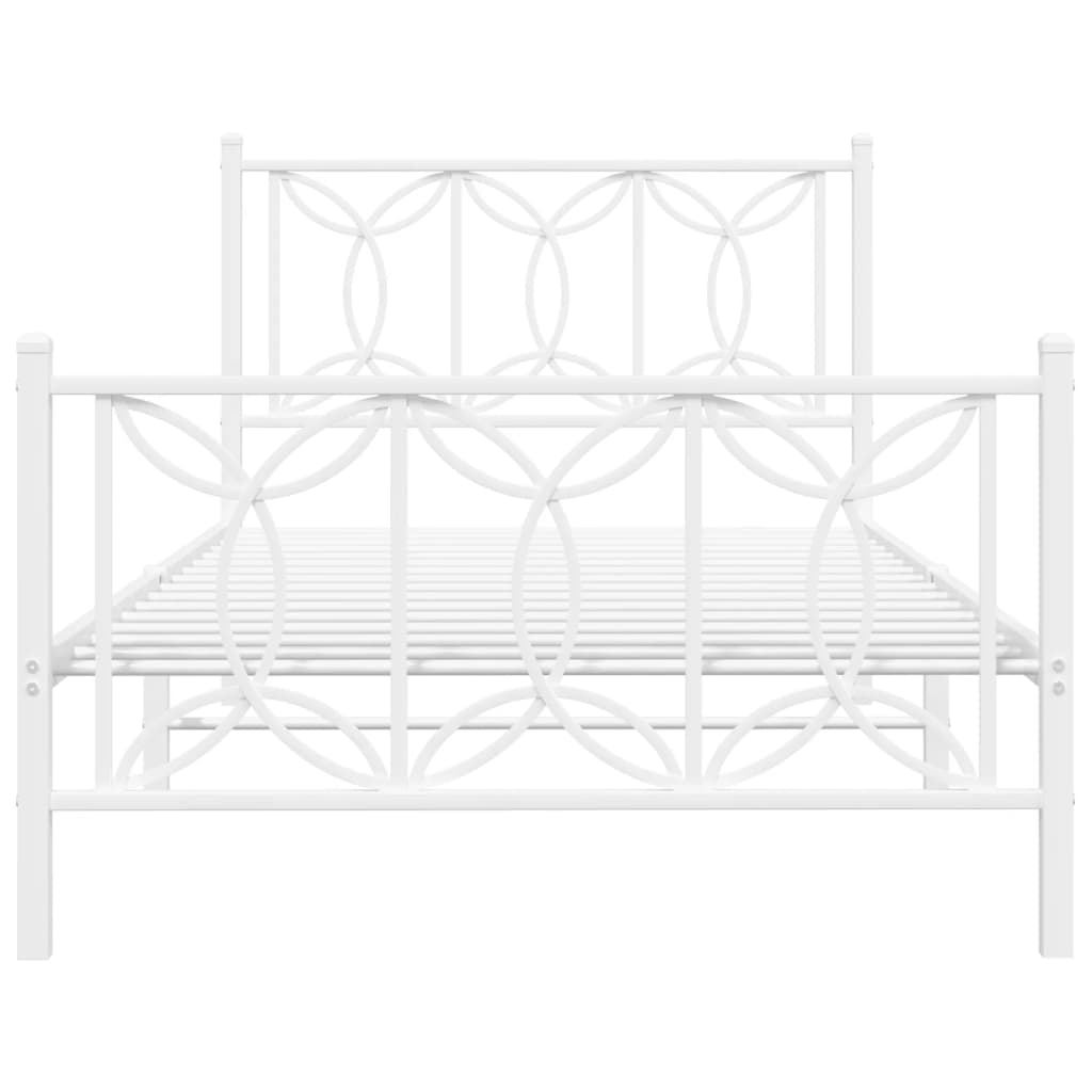 vidaXL Cadre de lit métal sans matelas et pied de lit blanc 100x200 cm