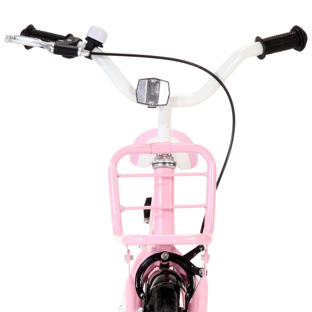 vidaXL Vélo enfant avec porte-bagages avant 12 pouces Blanc et rose