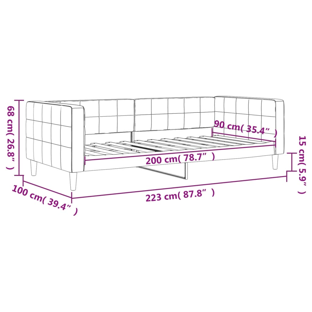 vidaXL Lit de repos noir 90x200 cm velours