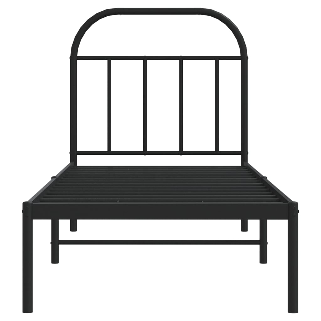 vidaXL Cadre de lit métal sans matelas avec tête de lit noir 75x190 cm