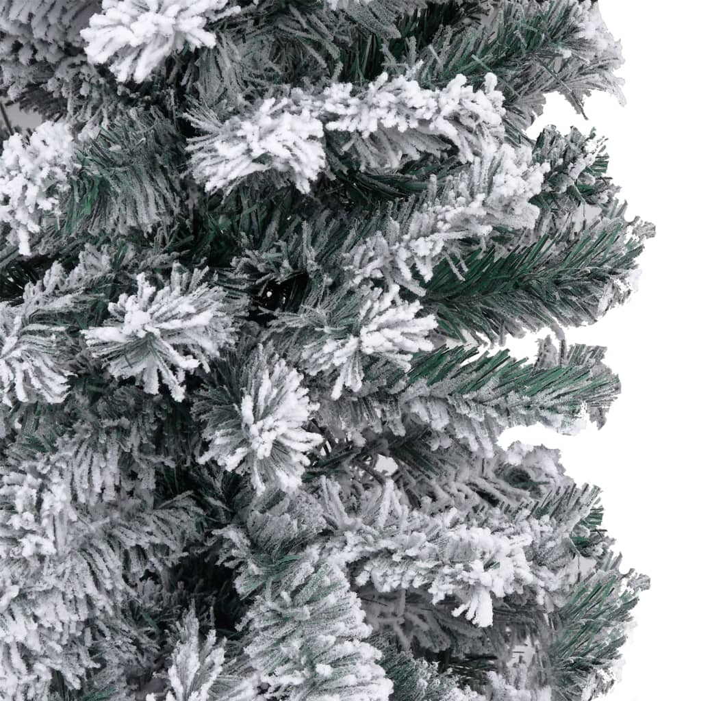 vidaXL Sapin de Noël mince pré-éclairé flocon de neige vert 210 cm PVC