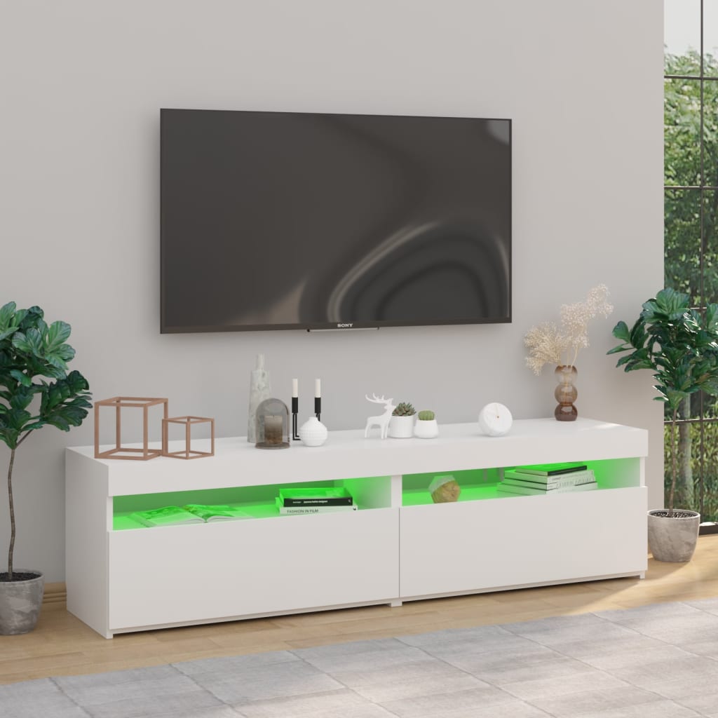 vidaXL Meubles TV 2 pcs avec lumières LED Blanc 75x35x40 cm