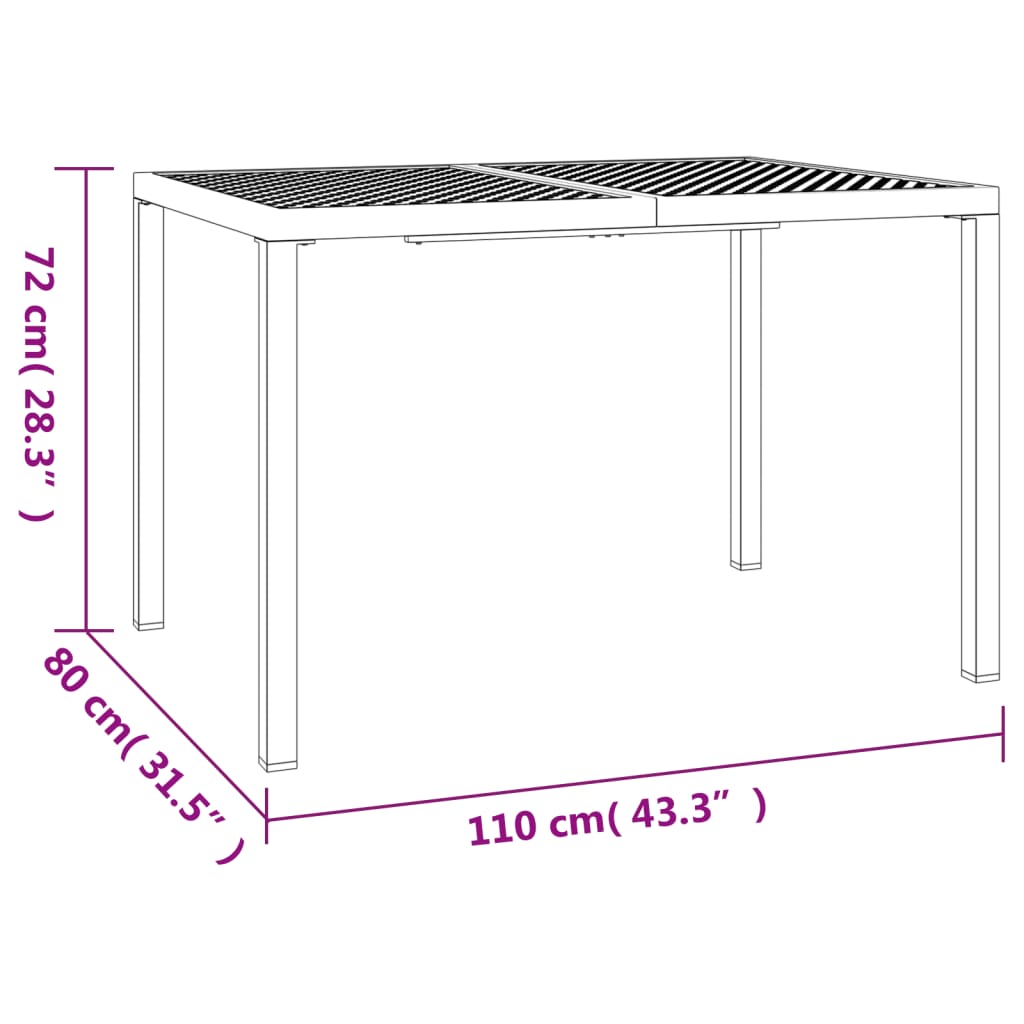 vidaXL Table de jardin anthracite 110x80x72 cm acier