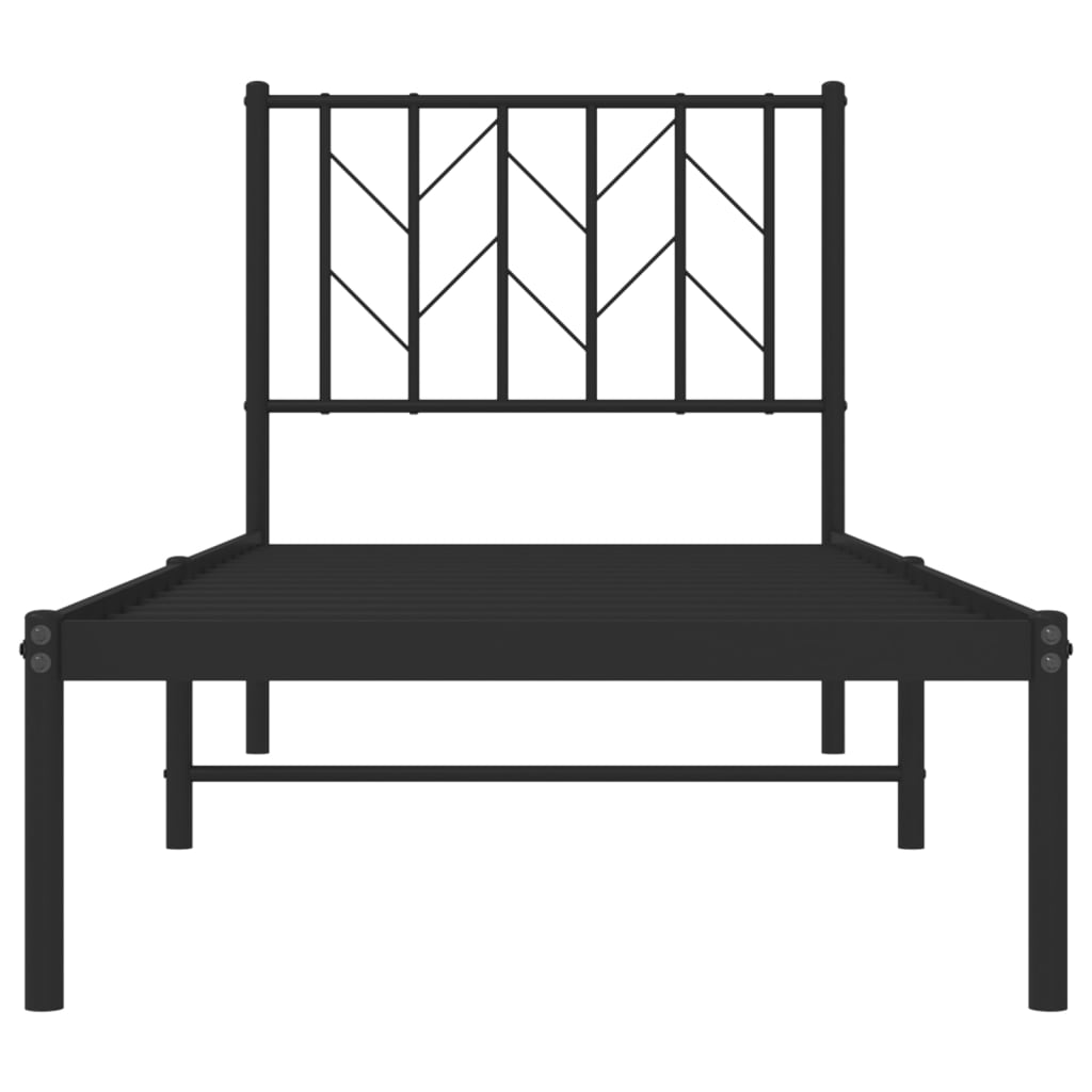 vidaXL Cadre de lit métal sans matelas avec tête de lit noir 75x190 cm