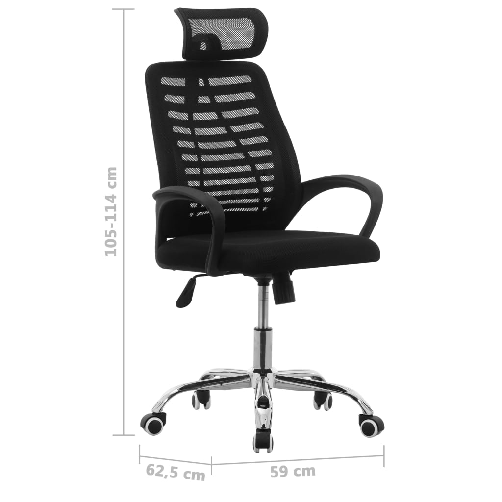 vidaXL Chaise pivotante de bureau Noir Tissu en maille