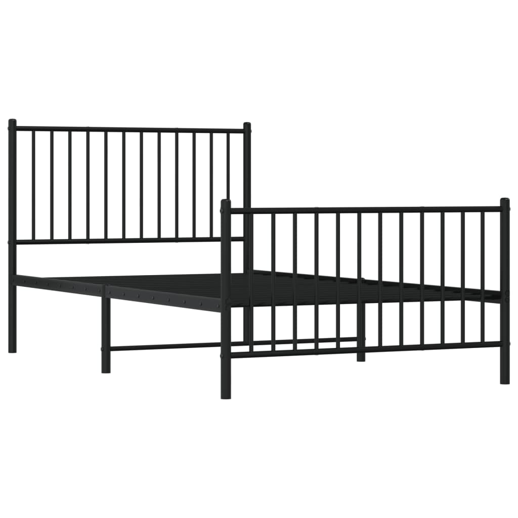 vidaXL Cadre de lit métal sans matelas avec pied de lit noir 100x190cm