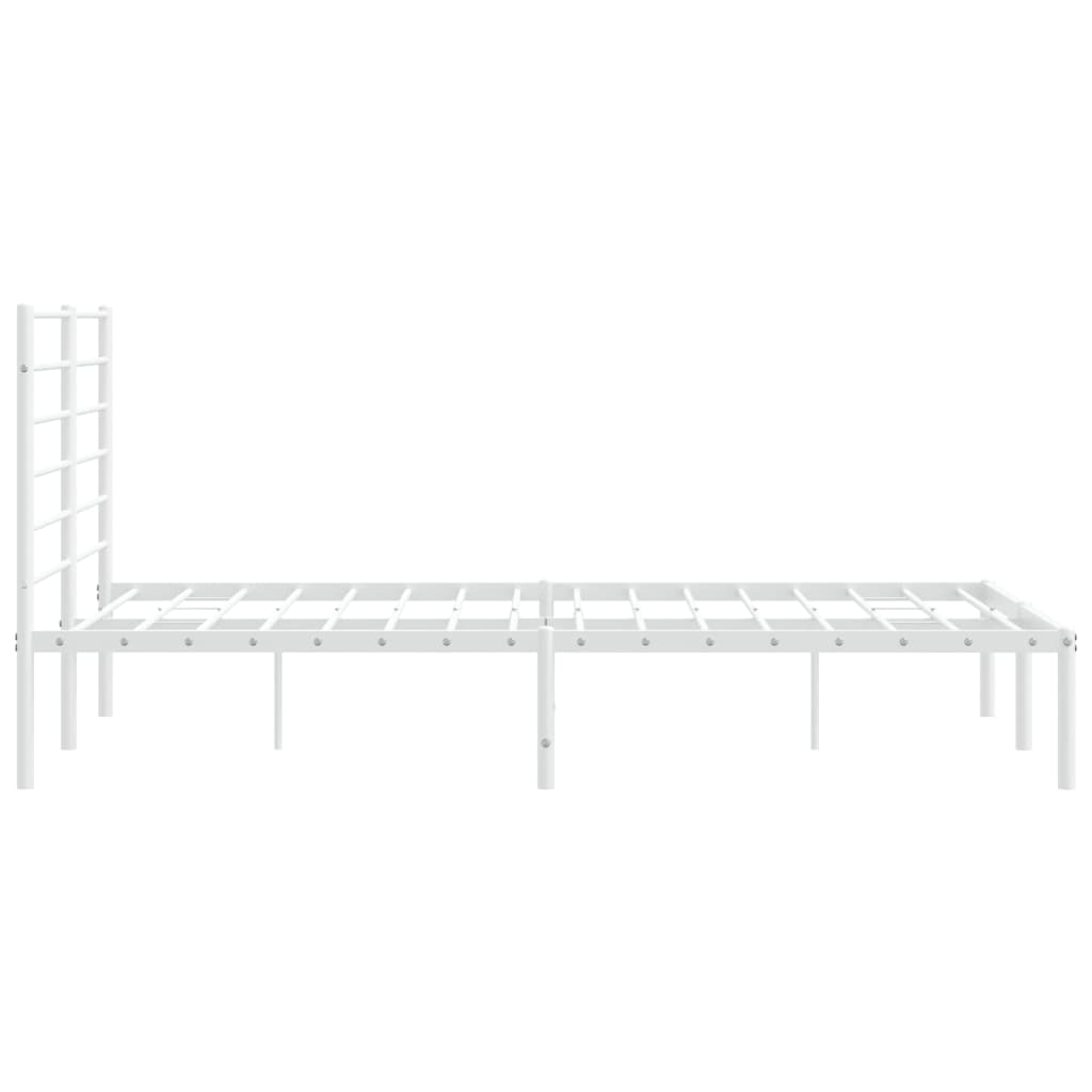 vidaXL Cadre de lit métal sans matelas et tête de lit blanc 135x190 cm