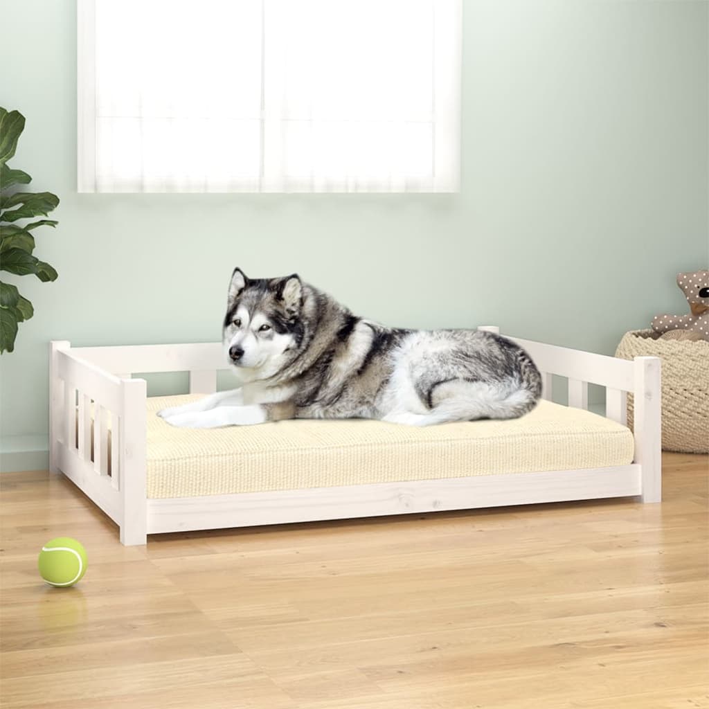vidaXL Lit pour chien blanc 105,5x75,5x28 cm bois de pin solide