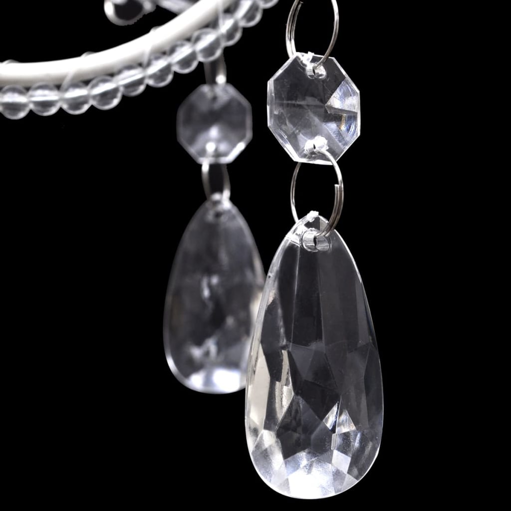Suspension en métal blanc avec perles en cristal