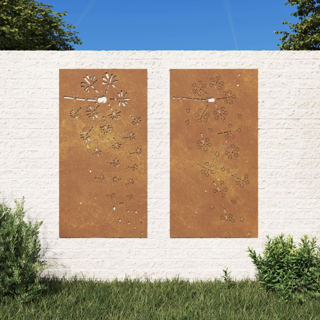 vidaXL Décorations murales de jardin 2pcs 105x55 cm design de fleur