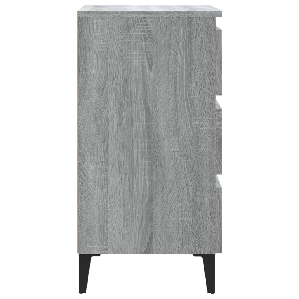 vidaXL Table de chevet avec pieds en métal Sonoma gris 40x35x69 cm