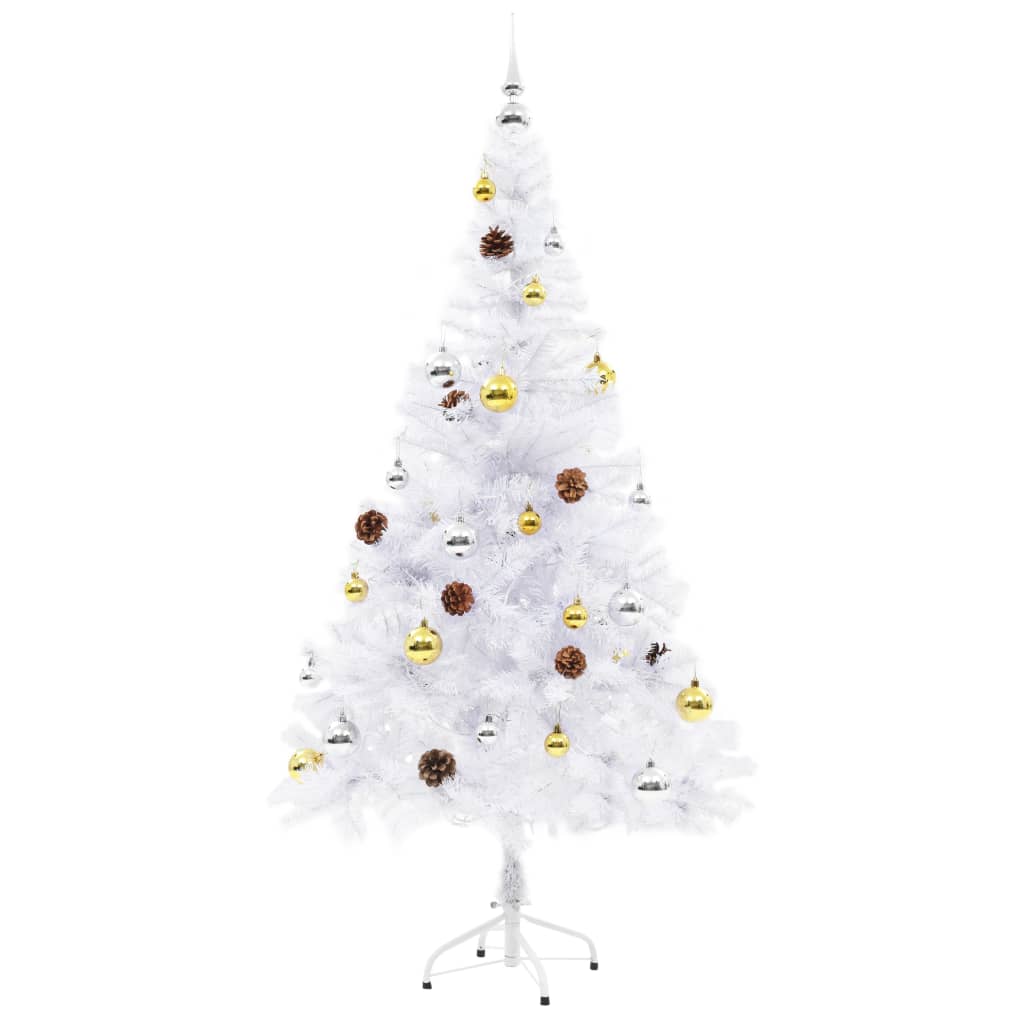 vidaXL Arbre de Noël artificiel pré-éclairé avec boules blanc 150 cm