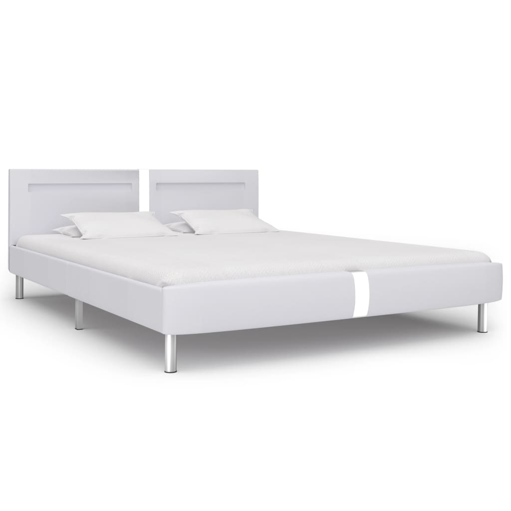 vidaXL Cadre de lit avec LED Blanc Similicuir 180x200 cm