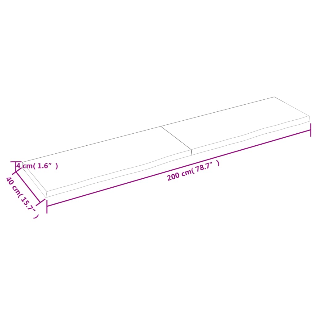 vidaXL Étagère murale 200x40x(2-4) cm bois de chêne massif non traité