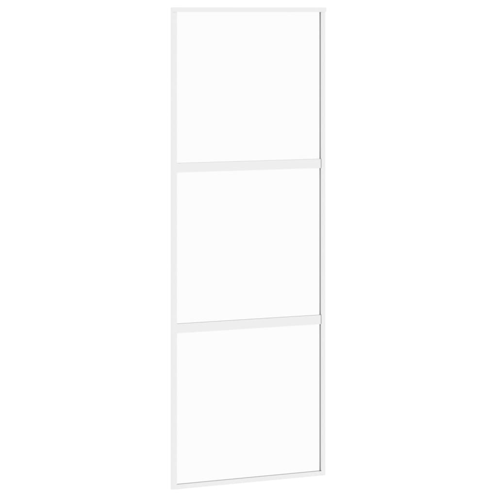 vidaXL Porte coulissante blanc 76x205 cm verre trempé aluminium