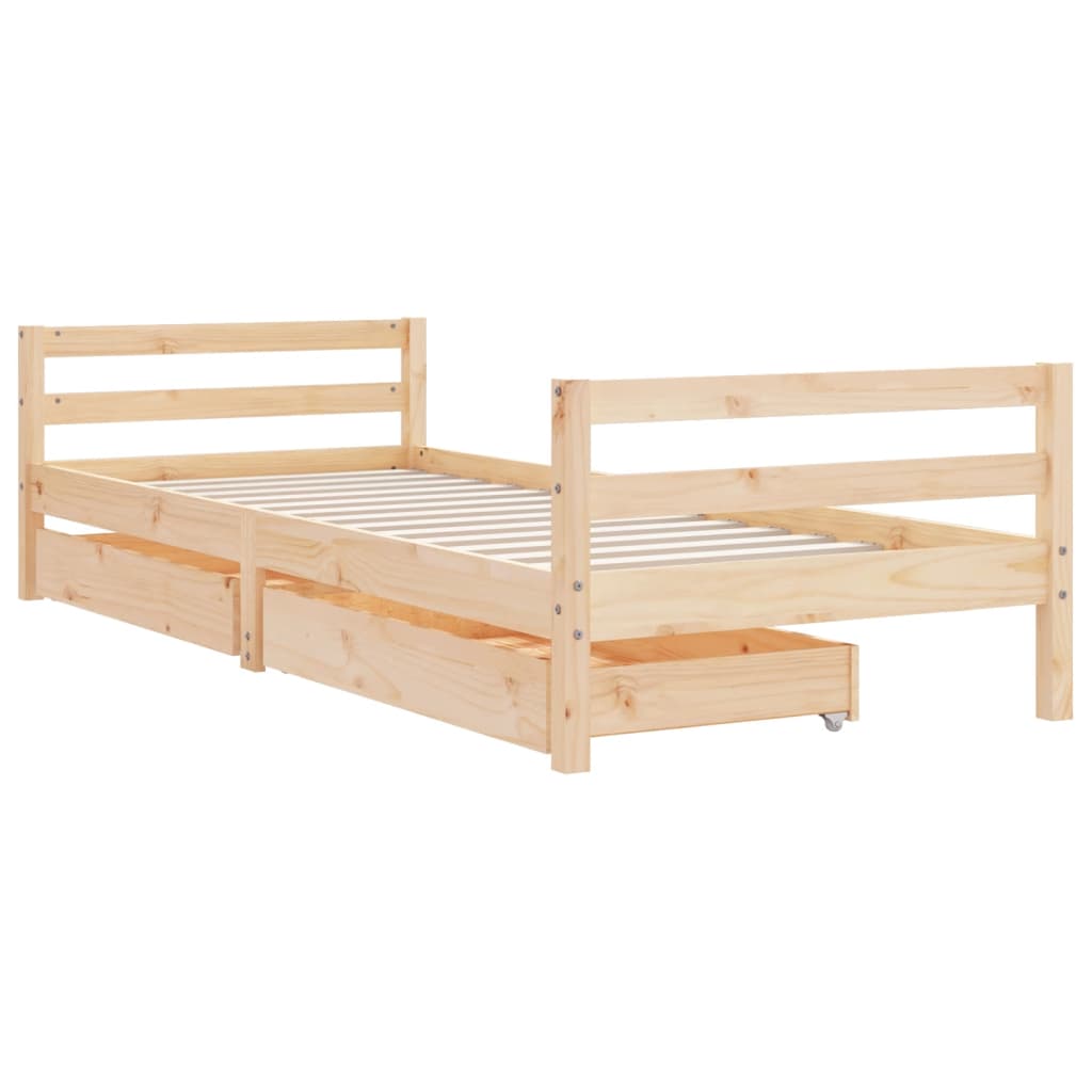 vidaXL Cadre de lit d'enfants et tiroirs 90x190 cm bois de pin massif