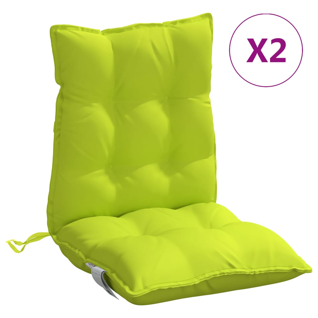 vidaXL Coussins de chaise à dossier bas lot de 2 vert vif