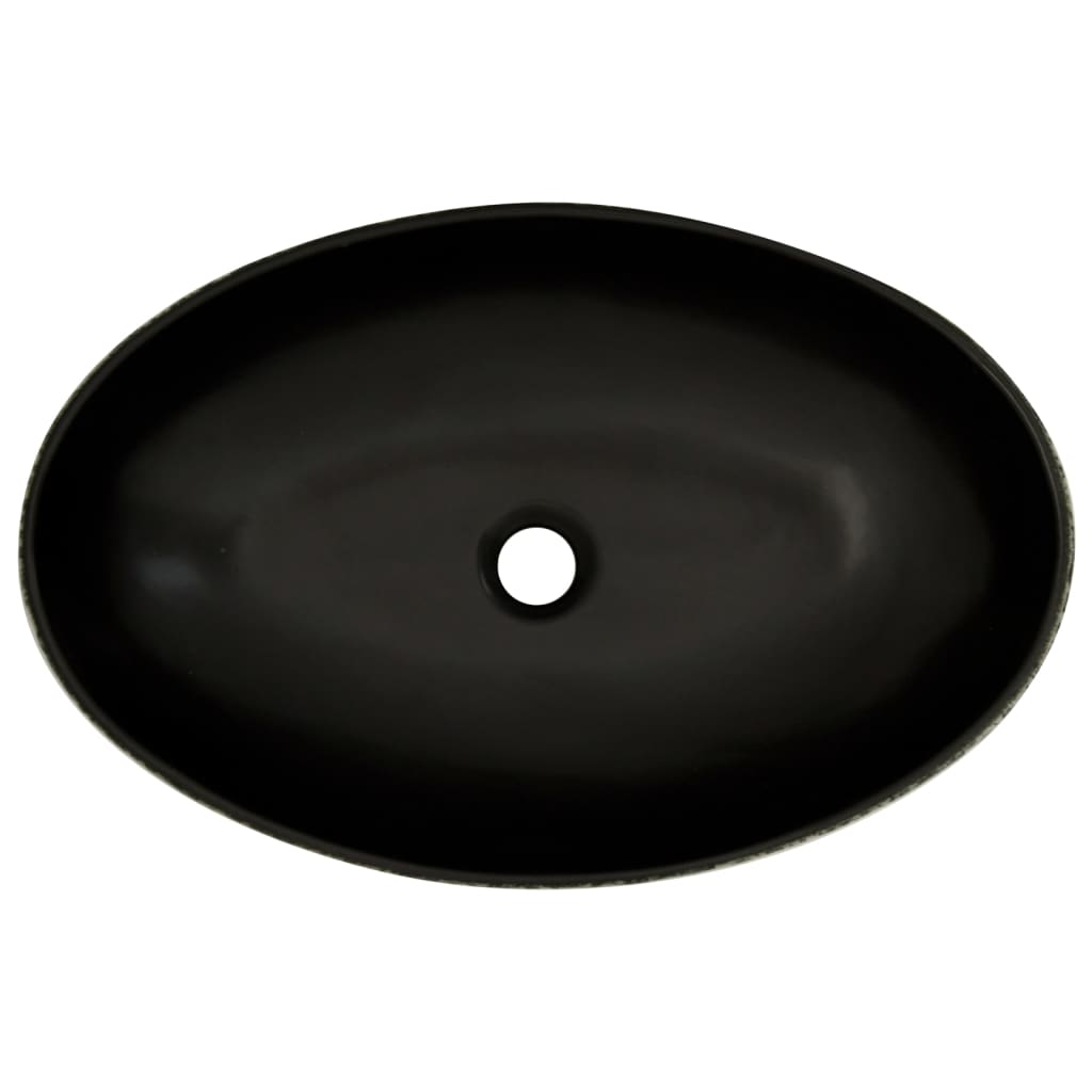 vidaXL Vasque à poser noir et bleu ovale 56,5x36,5x13,5 cm céramique