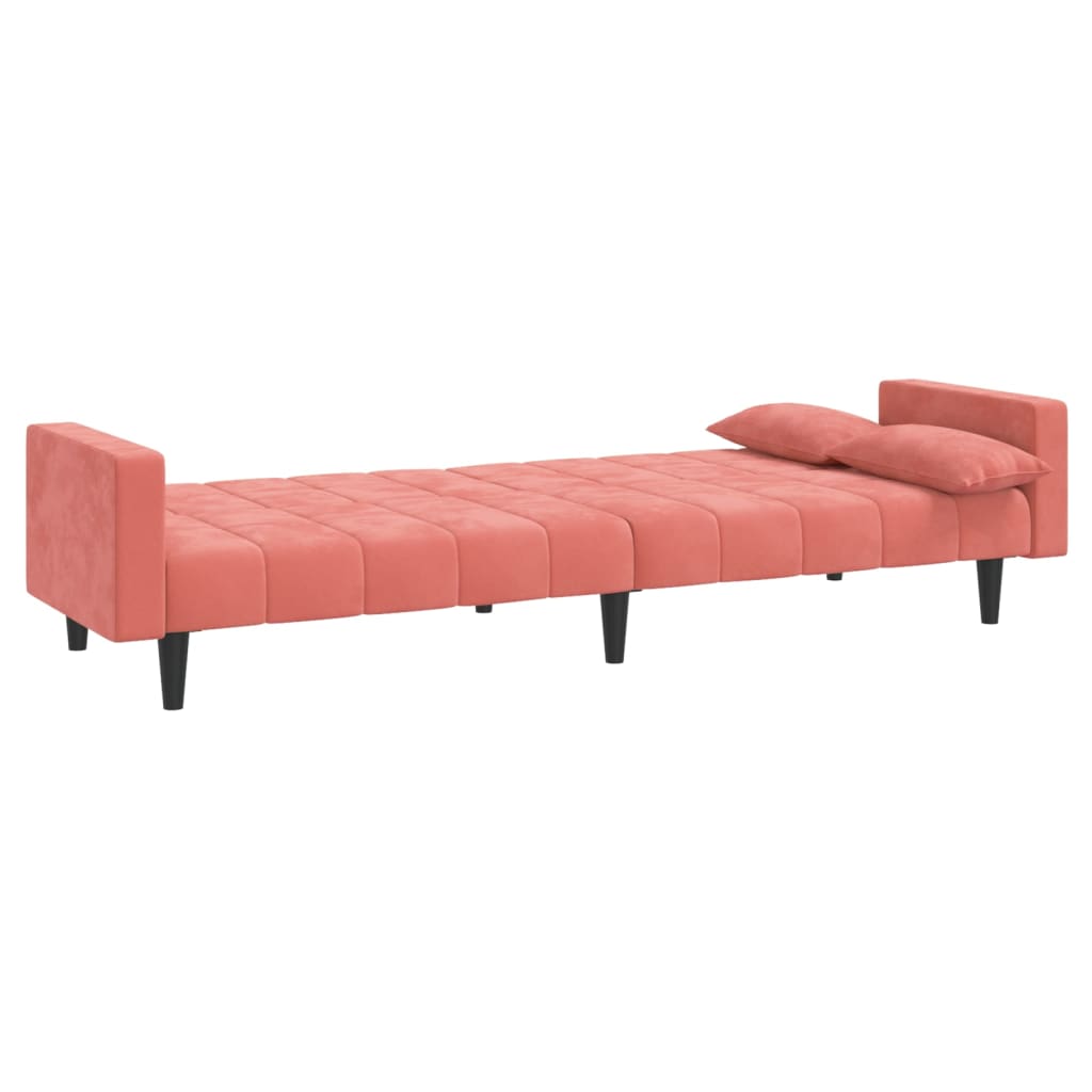 vidaXL Canapé-lit à 2 places avec deux oreillers Rose Velours