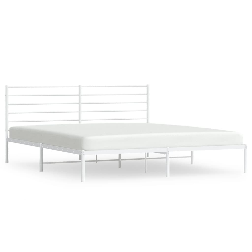 vidaXL Cadre de lit métal sans matelas et tête de lit blanc 183x213 cm