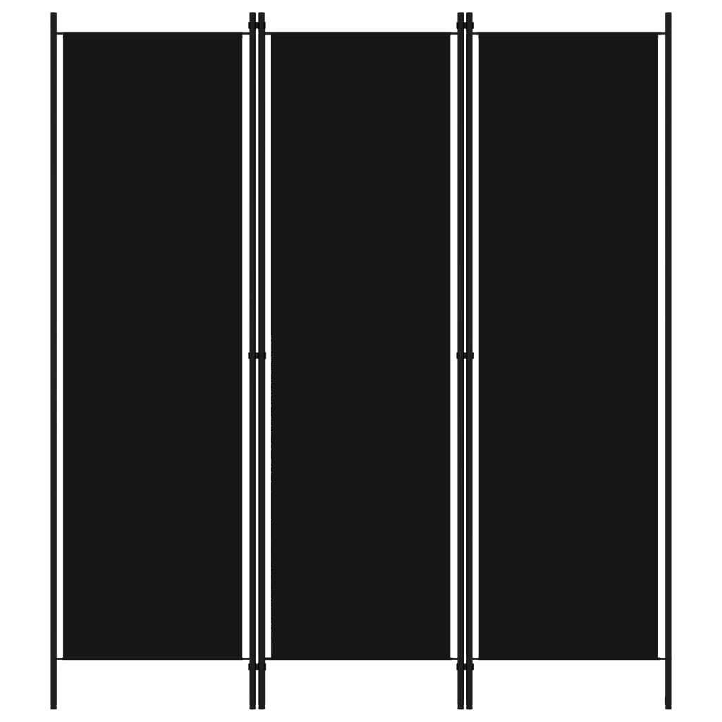 vidaXL Cloison de séparation 3 panneaux Noir 150x180 cm
