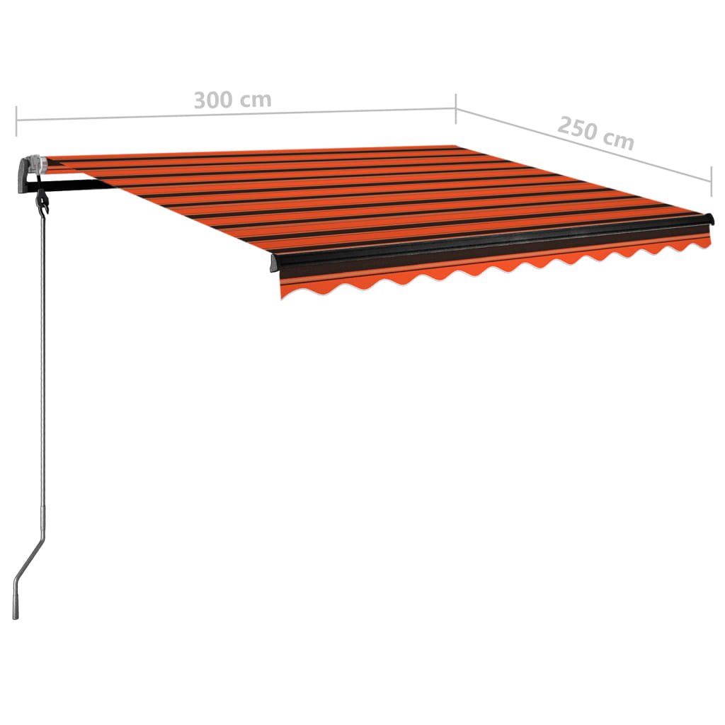 vidaXL Auvent manuel rétractable avec LED 300x250 cm Orange et marron