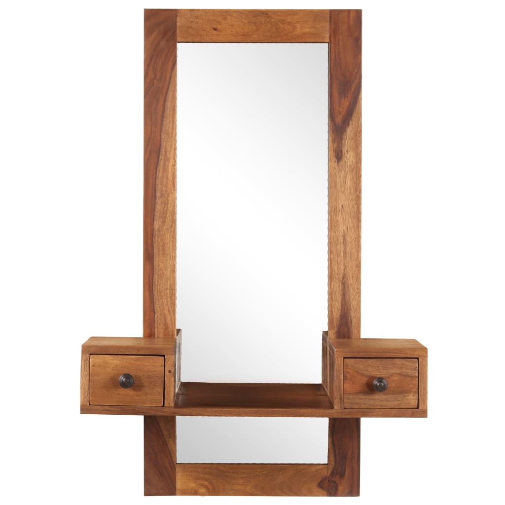 vidaXL Miroir cosmétique avec 2 tiroirs Bois solide de Sesham