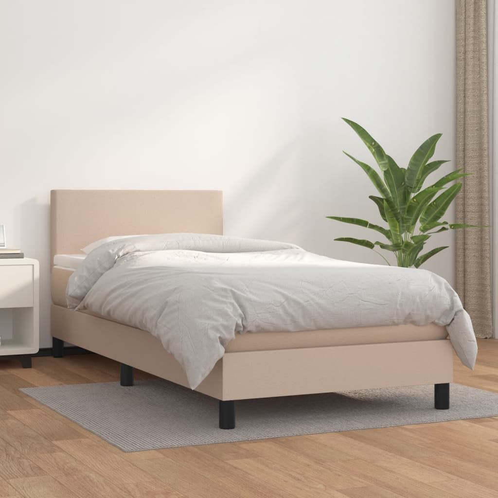 vidaXL Sommier à lattes de lit avec matelas Cappuccino 100x200 cm