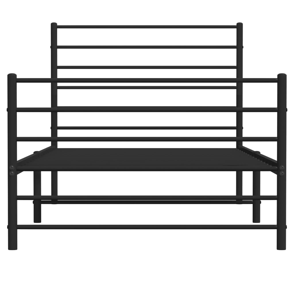 vidaXL Cadre de lit métal sans matelas avec pied de lit noir 90x190 cm