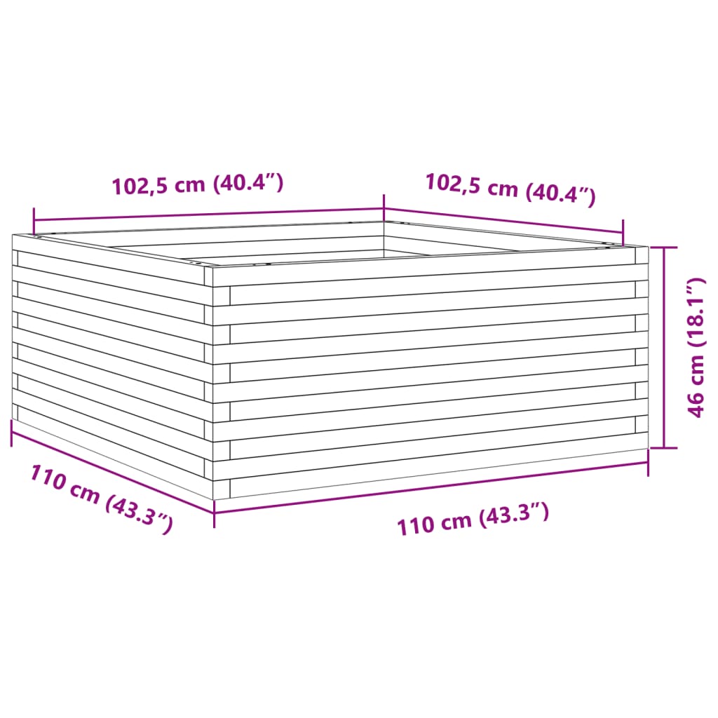 vidaXL Jardinière 110x110x46 cm bois de pin massif