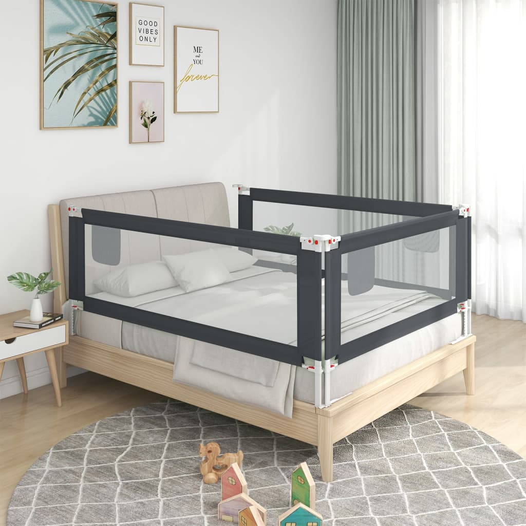 vidaXL Barrière de sécurité de lit d'enfant Gris foncé 190x25 cm Tissu