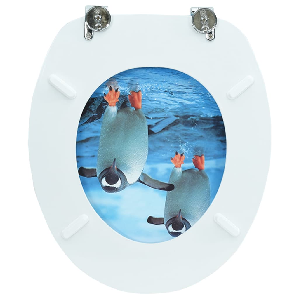 vidaXL Siège de toilette avec couvercle MDF Design de pingouin