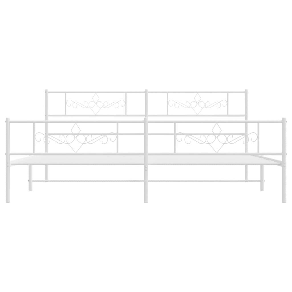 vidaXL Cadre de lit métal sans matelas et pied de lit blanc 180x200 cm